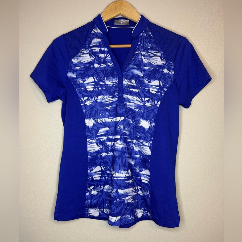 Callaway Opti Dri Polo Shirt Womens Small Blue Golf Athletic Performance‎ Top